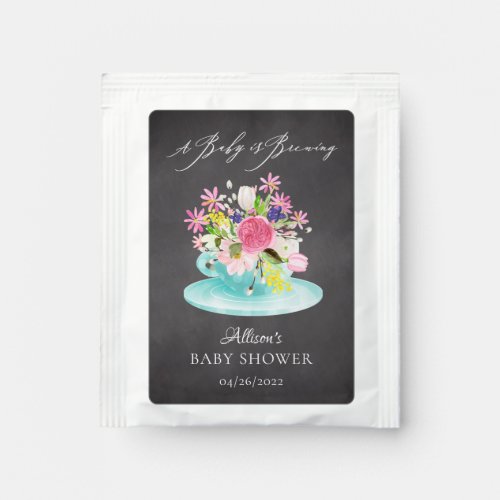 Modern Floral Floral Baby Shower Tea Bag Drink Mix