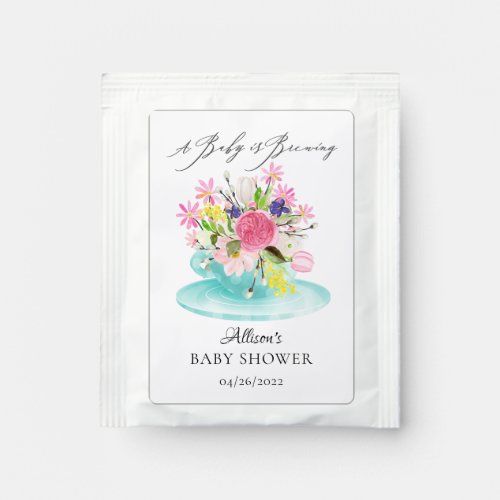 Modern Floral Floral Baby Shower Tea Bag Drink Mix