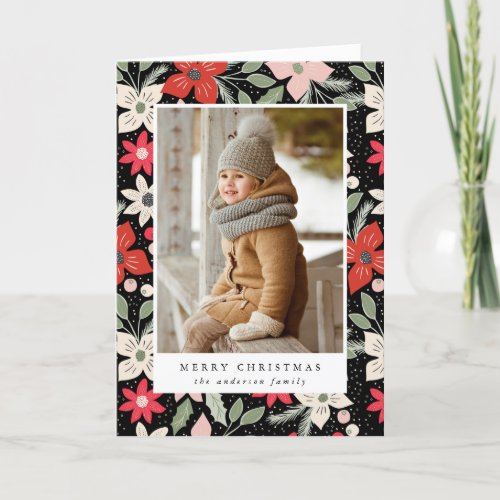 Modern Floral  Folded Holiday Card