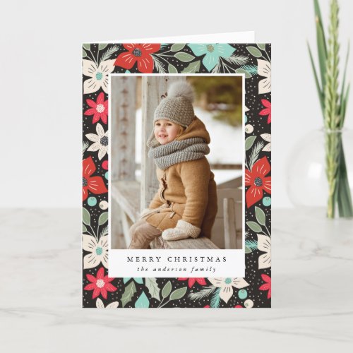 Modern Floral  Folded Holiday Card