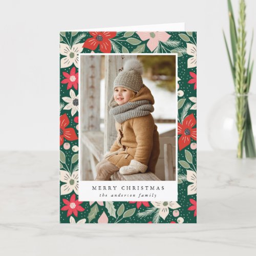 Modern Floral  Folded Holiday Card