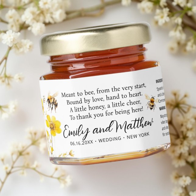 Modern Floral Foliage Funny Nutritional Info Honey Jar Favors (Creator Uploaded)
