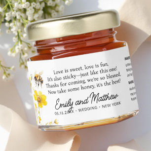 Modern Floral Foliage Funny Nutritional Info Honey Jar Favors