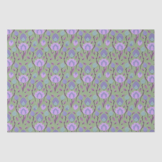 Modern Floral Folklore // Mauve Purple  Tissue Paper (Front)