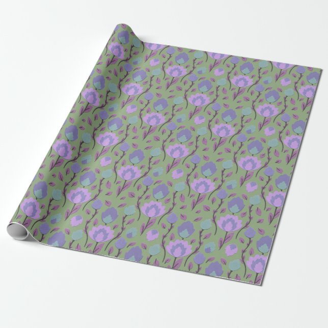 Modern Floral Folklore // Mauve Purple  Wrapping Paper (Unrolled)