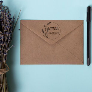 Modern Floral Frame Name Surname Return Address Self-inking Stamp
