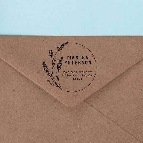 Modern Floral Frame Name Surname Return Address Self_inking Stamp