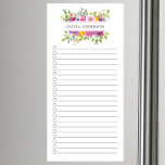 Modern Floral Frame Personalized Magnetic Notepad<br><div class="desc">Lined and checkmark box magnetic notepad design featuring a simply modern bright flowers floral frame personalized with your name.</div>
