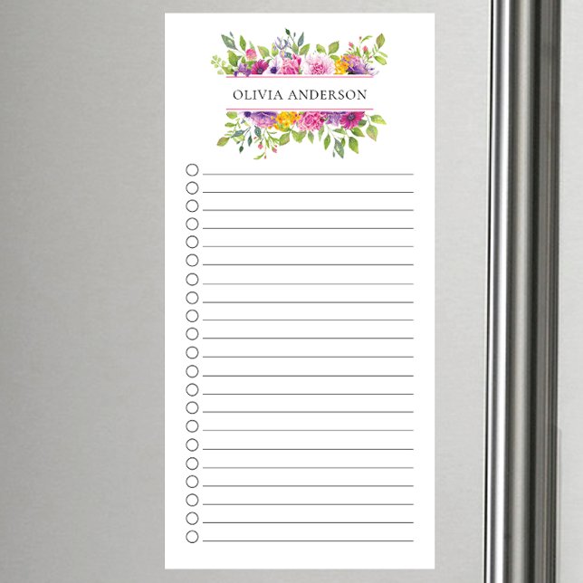 Modern Floral Frame Personalized Magnetic Notepad (Creator Uploaded)
