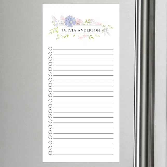 Notepad Display Frame Modern Floral Frame Personalized Magnetic Notepad | Zazzle