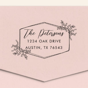 Custom Return Address Stamp, Romantic Floral