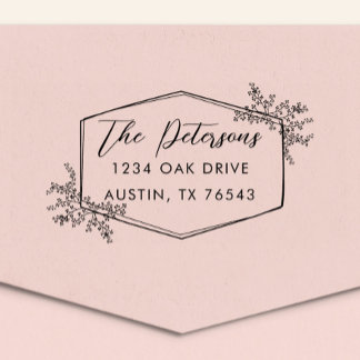 Modern Floral Frame Return Address Self-inking Stamp