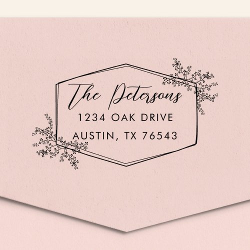 Modern Floral Frame Return Address Self_inking Stamp