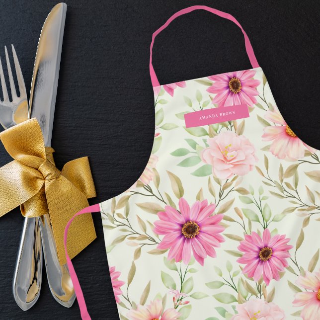 Modern Floral Fresh Elegance Stylish Trendy Apron (Creator Uploaded)