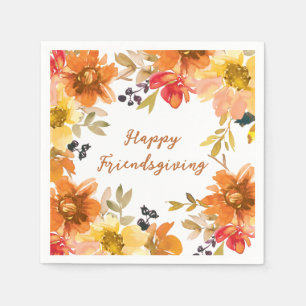 Modern Floral Friendsgiving Napkins