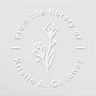 Modern Floral "From the Library of" Custom Book Embosser