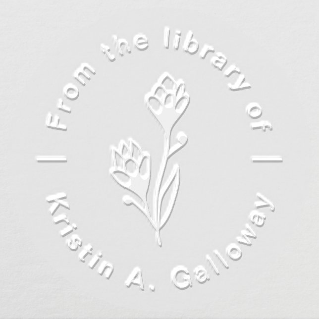 Modern Floral "From the Library of" Custom Book Embosser (Design)