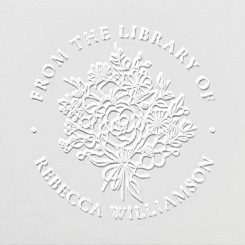 Modern Floral From the Library of Name Bookplate Embosser