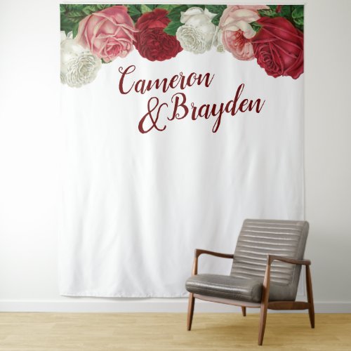 Modern Floral Garden Wedding Party Backdrop