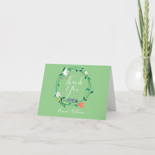 Modern Floral Garland Thank You Card