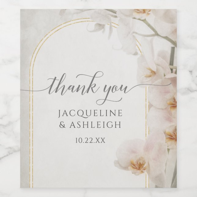 Modern Floral Geometric Gold Glitter Botanical Win Wine Label (Single Label)