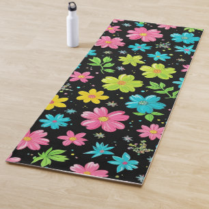 Modern floral geometric modern pattern colorful yoga mat