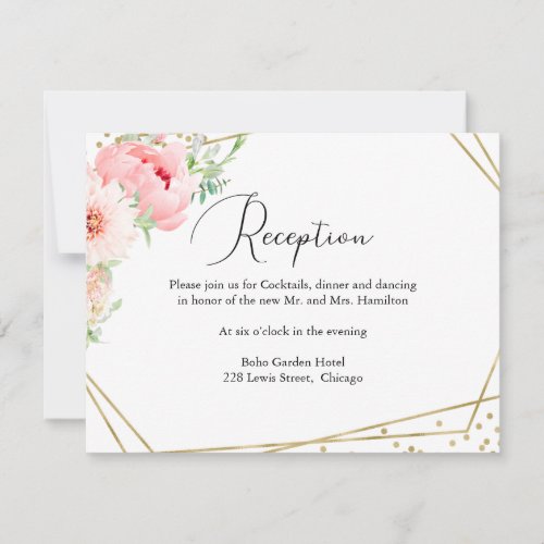 Modern Floral Geometric Wedding Reception Card