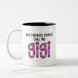 Modern Floral Gigi Sayings Typography Mother's Day Two-Tone Coffee Mug