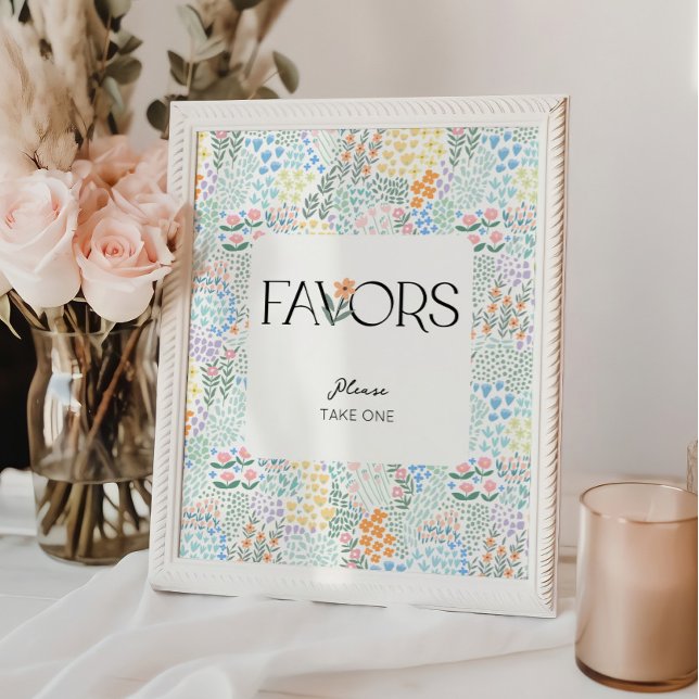 Modern Floral Girl Baby Shower Favors Sign (Creator Uploaded)