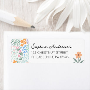 Modern Floral Girl Baby Shower Return Address Label