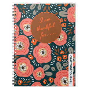 Modern Floral Girly Gratitude Journal Notebook