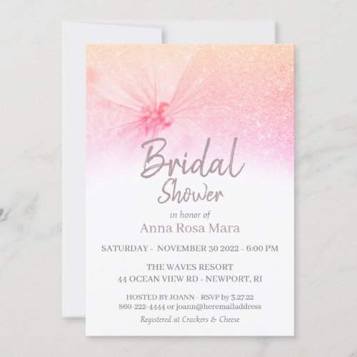  Modern Floral Glitter Pastel  Bridal Shower Invitation