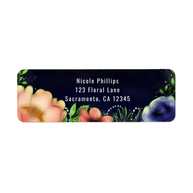 Modern Floral Glow Chic Evening Party Invitation Label (Front)