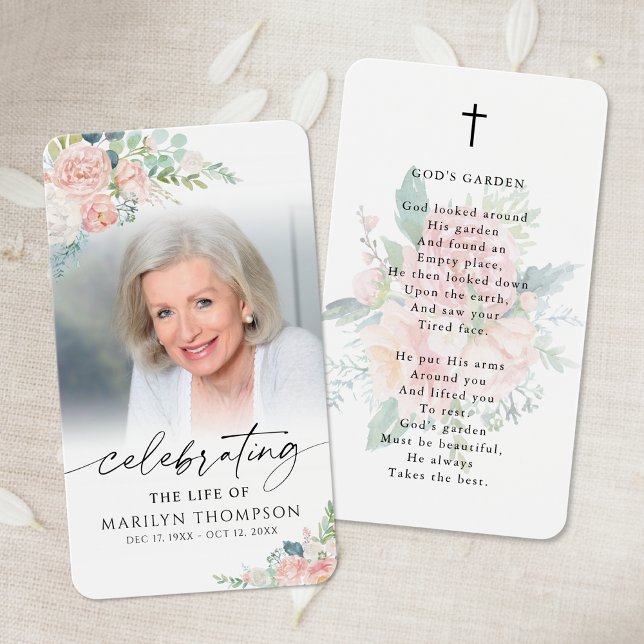 Modern Floral God's Garden Photo Prayer Card (Creator Uploaded)