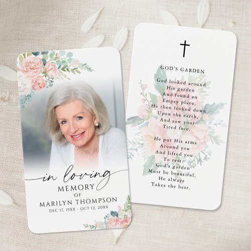 Modern Floral God's Garden Photo Prayer Card