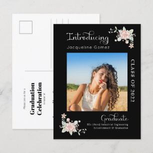 Modern Floral Graduation 2022 Photo Invitation
