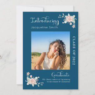 Modern Floral Graduation 2022 Photo Invitation