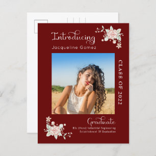 Modern Floral Graduation 2022 Photo Invitation