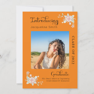 Modern Floral Graduation 2022 Photo Invitation