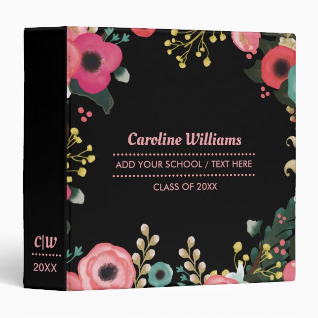 Modern Floral Graduation Gift Binder | Photo Album (Front/Spine)
