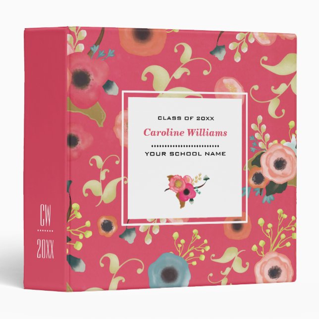 Modern Floral Graduation Gift Binder | Photo Album (Front/Spine)