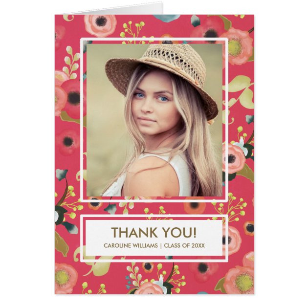 Modern Floral | Graduation Thank You Photo Cards