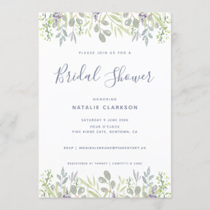 Modern floral greenery bridal shower invitation