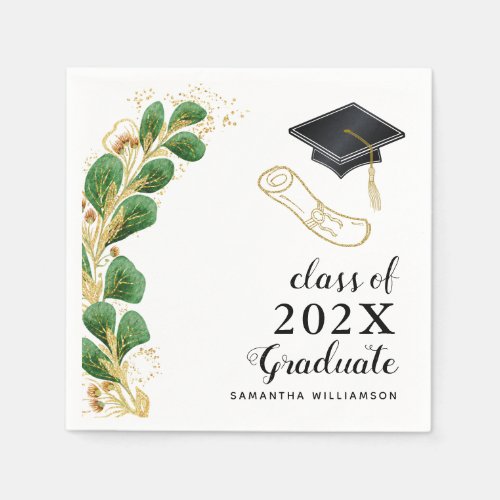 Modern Floral Greenery Class of 2023 Graduation Napkins