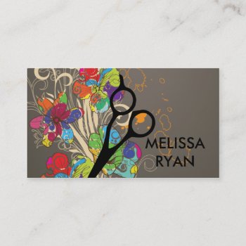 Modern Floral Hairstylist Hair Stylist Salon Business Card by hellohappy at Zazzle