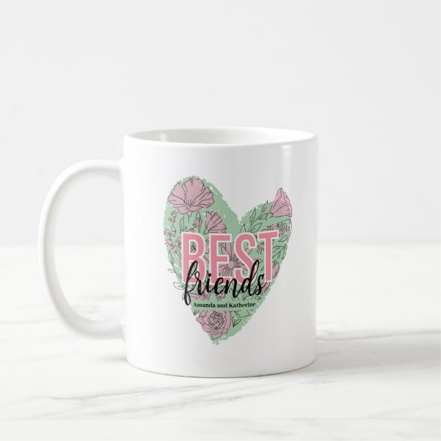 Modern Floral Heart  Coffee Mug (Left)