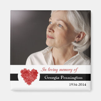 Modern floral heart in memory of photo magnet