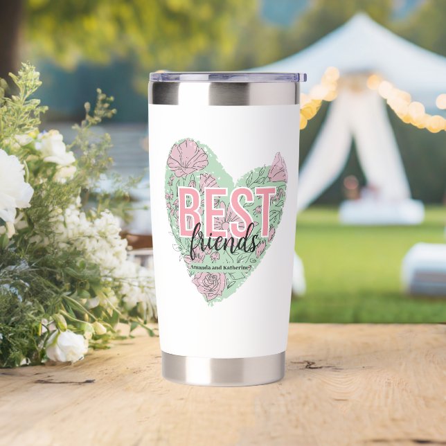 Modern Floral Heart  Insulated Tumbler (Wedding)