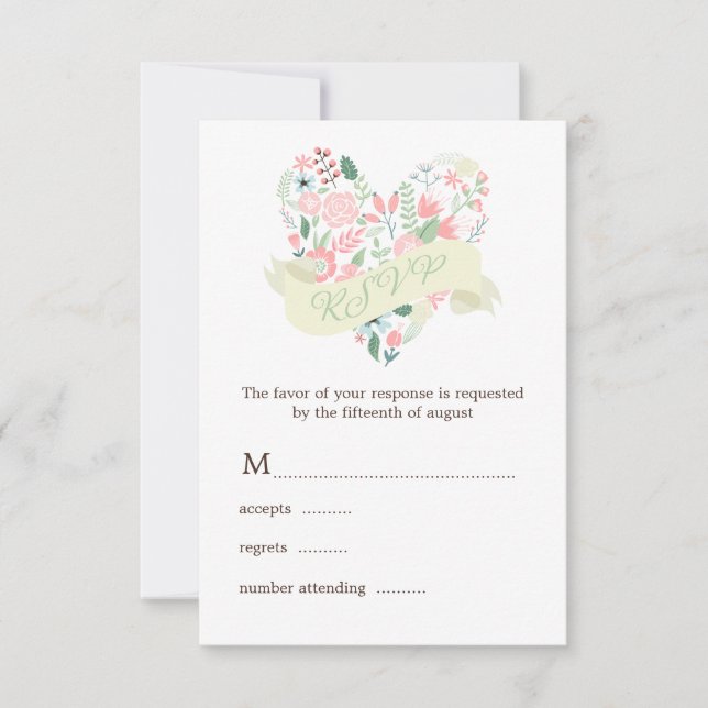 Modern Floral Heart Wedding RSVP Response (Front)