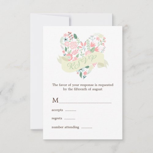 Modern Floral Heart Wedding RSVP Response